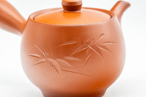 Japanese Kyusu - Bamboo Engraved Tokoname-yaki Debeso Teapot - 180ml - Tezumi