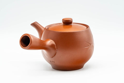 Japanese Kyusu - Bamboo Engraved Tokoname-yaki Debeso Teapot - 180ml - Tezumi