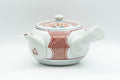 Japanese Tea Set - Floral Red Kutani-yaki Debeso Kyusu Teapot with 4 Yunomi Teacups - Tezumi