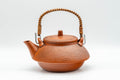 Japanese Tea Set - Morishita Gisen - Tokoname-yaki Debeso Dobin Teapot with 5 Yunomi Teacups - angled view of the hobnail-textured teapot