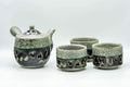 Japanese Tea Set - Obori Soma-yaki Double-walled Kyusu Teapot with 3 Yunomi Teacups - Tezumi