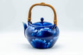 Japanese Tea Set - Blue Floral Debeso Dobin Teapot with 3 Lidded Yunomi Teacups - Tezumi