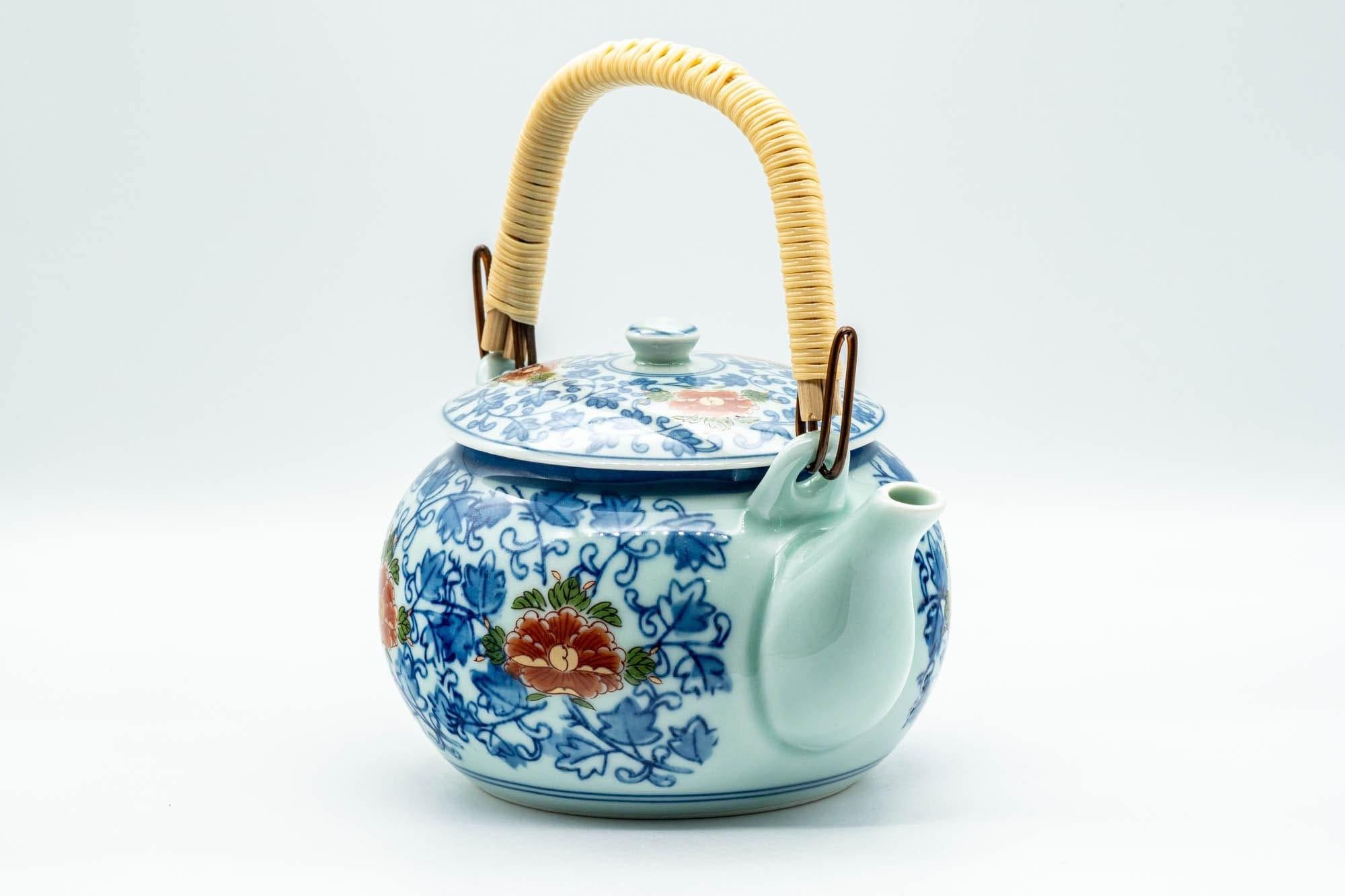 Japanese Dobin - Blue Floral Debeso Top-handled Teapot - 500ml - Tezumi