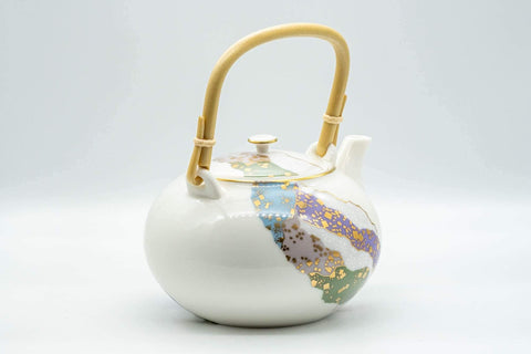 Japanese Dobin - Wavy Patterned Porcelain Arita-yaki Debeso Teapot - 500ml - Tezumi