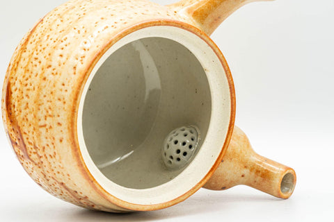 Japanese Tea Set - Orange Shino Glazed Debeso Kyusu Teapot with 3 Yunomi Teacups - Tezumi