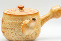 Japanese Tea Set - Orange Shino Glazed Debeso Kyusu Teapot with 3 Yunomi Teacups - Tezumi