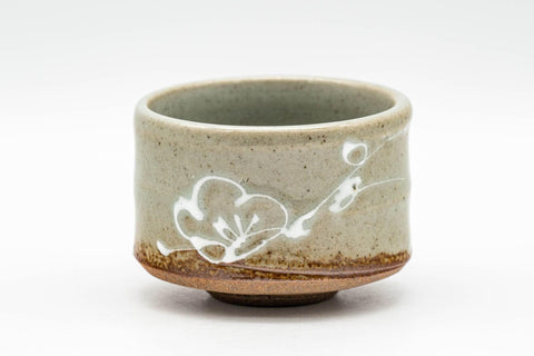 Japanese Teacups - Pair of Grey White Floral Guinomi - 55ml - Tezumi