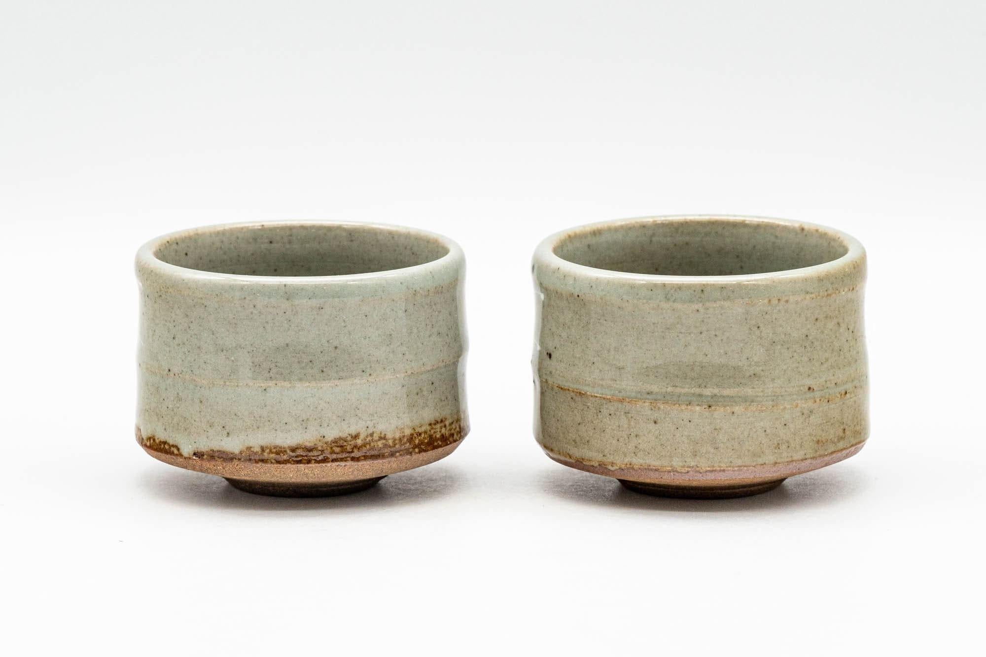 Japanese Teacups - Pair of Grey White Floral Guinomi - 55ml - Tezumi