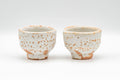 Japanese Teacups - Pair of White Orange Shino Glazed Guinomi - 80ml - Tezumi