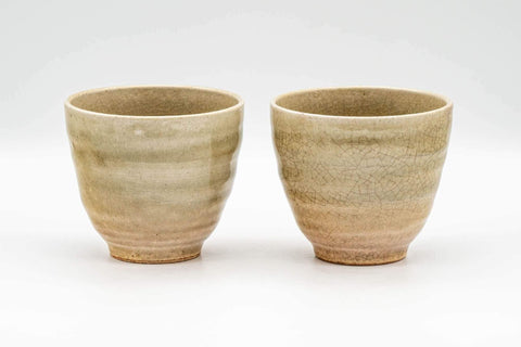 Tezumi — Japanese Teacups - Pair of Large Green Yunomi - 180ml — front view from another angle