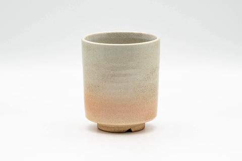 Tezumi — Japanese Teacup - Beige White Drip-Glazed Hagi-yaki Yunomi - 150ml — front view from another angle