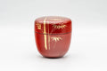 Tezumi — Japanese Natsume - Bamboo Red Lacquer Matcha Tea Caddy - 100ml — lid removed beside the body
