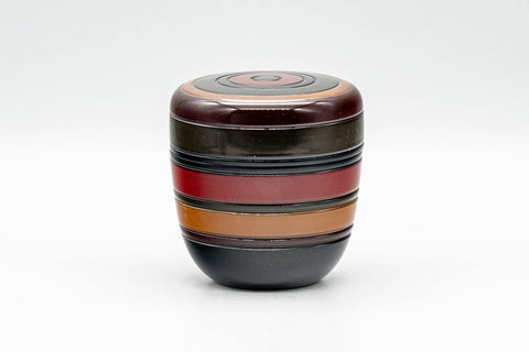 Japanese Natsume - Black, Red, Orange, and Green Striped Matcha Tea Caddy - 100ml - Tezumi