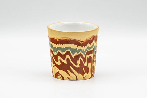 Japanese Teacup - Yellow, Red, and Green Nerikomi Yunomi - 70ml - Tezumi