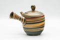 Japanese Kyusu - Nerikomi Tokoname-yaki Do-ake Teapot - 200ml - side view of the striped marbled teapot