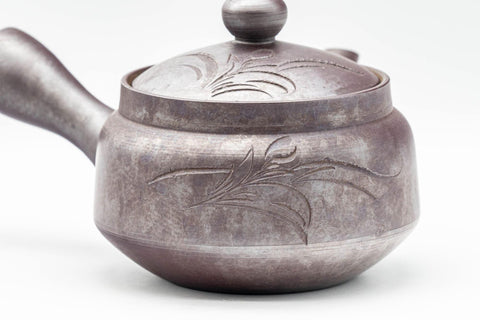 Japanese Kyusu - Floral Engraved Banko-yaki Debeso Teapot - 250ml - Tezumi