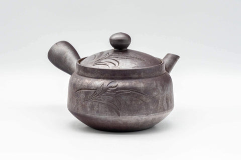 Japanese Kyusu - Floral Engraved Banko-yaki Debeso Teapot - 250ml - Tezumi