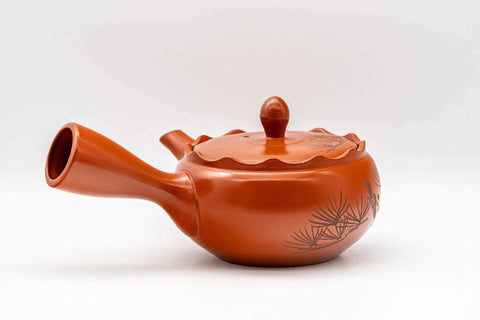 Tezumi — Japanese Kyusu - Crowned and Engraved Tokoname-yaki Teapot - 275ml — top-down view of the lid