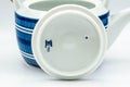 Japanese Dobin - Blue and White Striped Top-Handled Teapot - 380ml - Tezumi