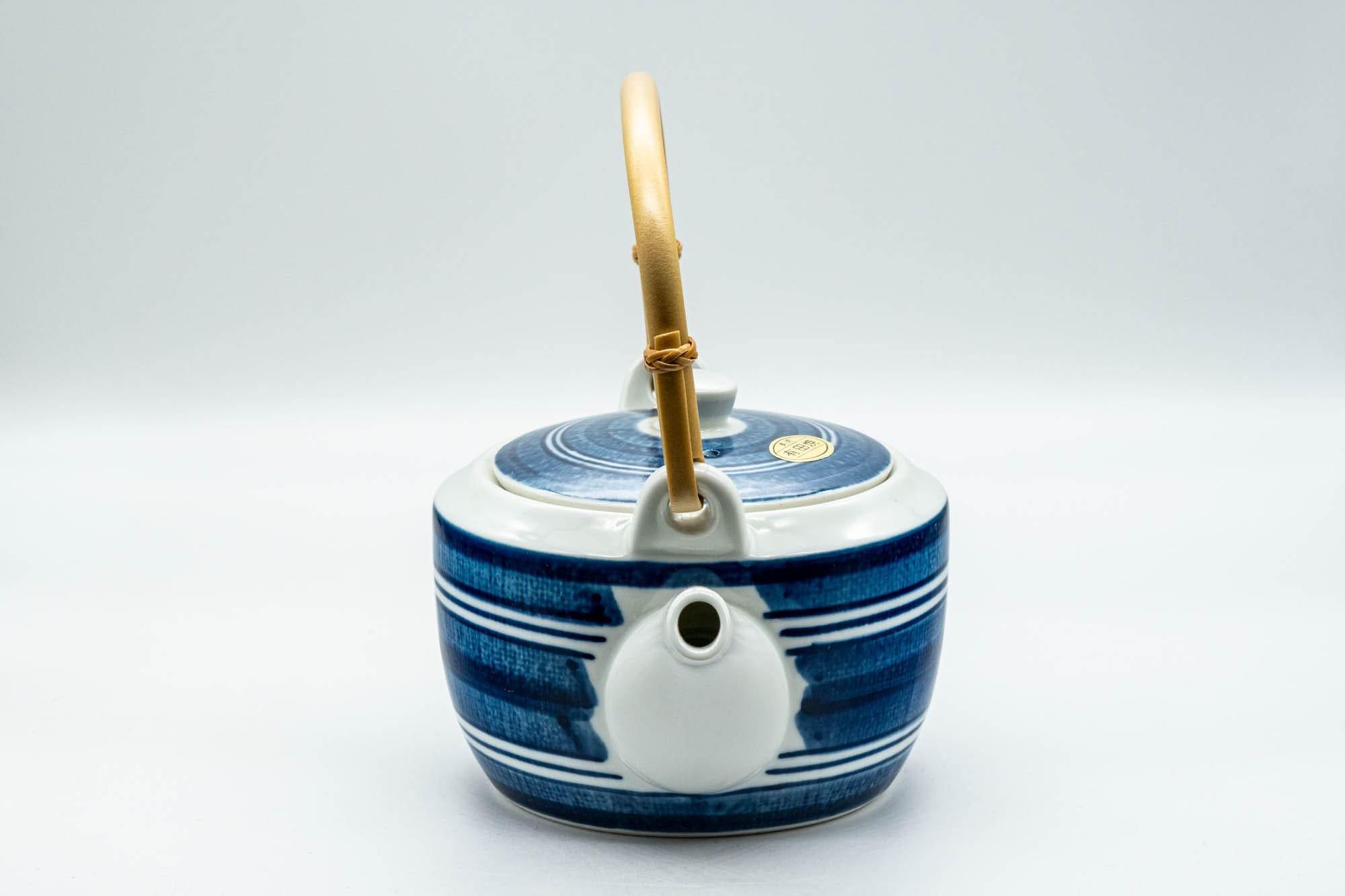 Japanese Dobin - Blue and White Striped Top-Handled Teapot - 380ml - Tezumi