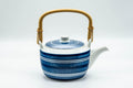 Japanese Dobin - Blue and White Striped Top-Handled Teapot - 380ml - Tezumi