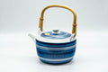 Japanese Dobin - Blue and White Striped Top-Handled Teapot - 380ml - Tezumi