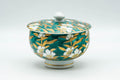 Japanese Teacup - Green White Floral Porcelain Arita-yaki Lidded Yunomi - 150ml - Tezumi