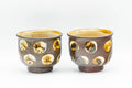 Tezumi — Japanese Teacups - Pair of Brown and Beige Spotted Yunomi - 150ml — front view