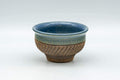 Japanese Teacup - Blue Glazed Carved Base Exterior Guinomi - 45ml - Tezumi