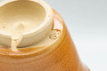 Tezumi — Japanese Teacup - Crazed Beige-Orange Hagi-yaki Yunomi - 150ml — inverted showing the foot ring