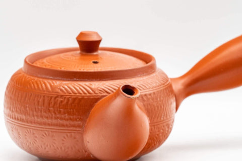 Japanese Kyusu - Floral Geometric Tokoname-yaki Teapot - 350ml - Tezumi
