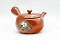 Japanese Kyusu - Floral Engraved Tokoname-yaki Debeso Teapot - 320ml - Tezumi