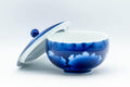 Tezumi — Japanese Teacup - Blue Floral Lidded Yunomi - 150ml — front view from another angle