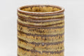 Japanese Teacup - Green Glazed Tsutsu-gata Yunomi - 120ml - closeup of the spiraling ridged clay body