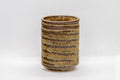 Japanese Teacup - Green Glazed Tsutsu-gata Yunomi - 120ml - front view of the cylindrical ridged tsutsu-gata yunomi